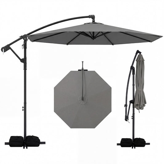 LIVSK Parasol 300 cm - Geventileerde Kap - 360° Draaibaar - Robuuste Stangen - Eenvoudige Slingerbediening - Beige/Bruin/Grijs