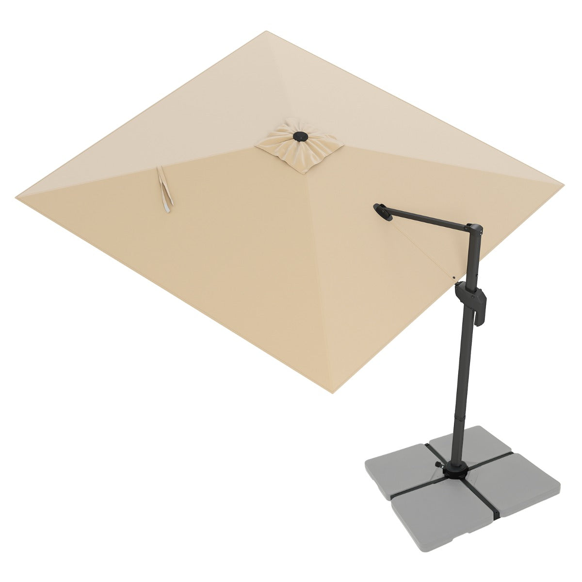 LIVSK Parasol 300 x 300 cm - 360° Draaibaar - 5 Hellingshoeken - Aluminium & Polyester - Beige