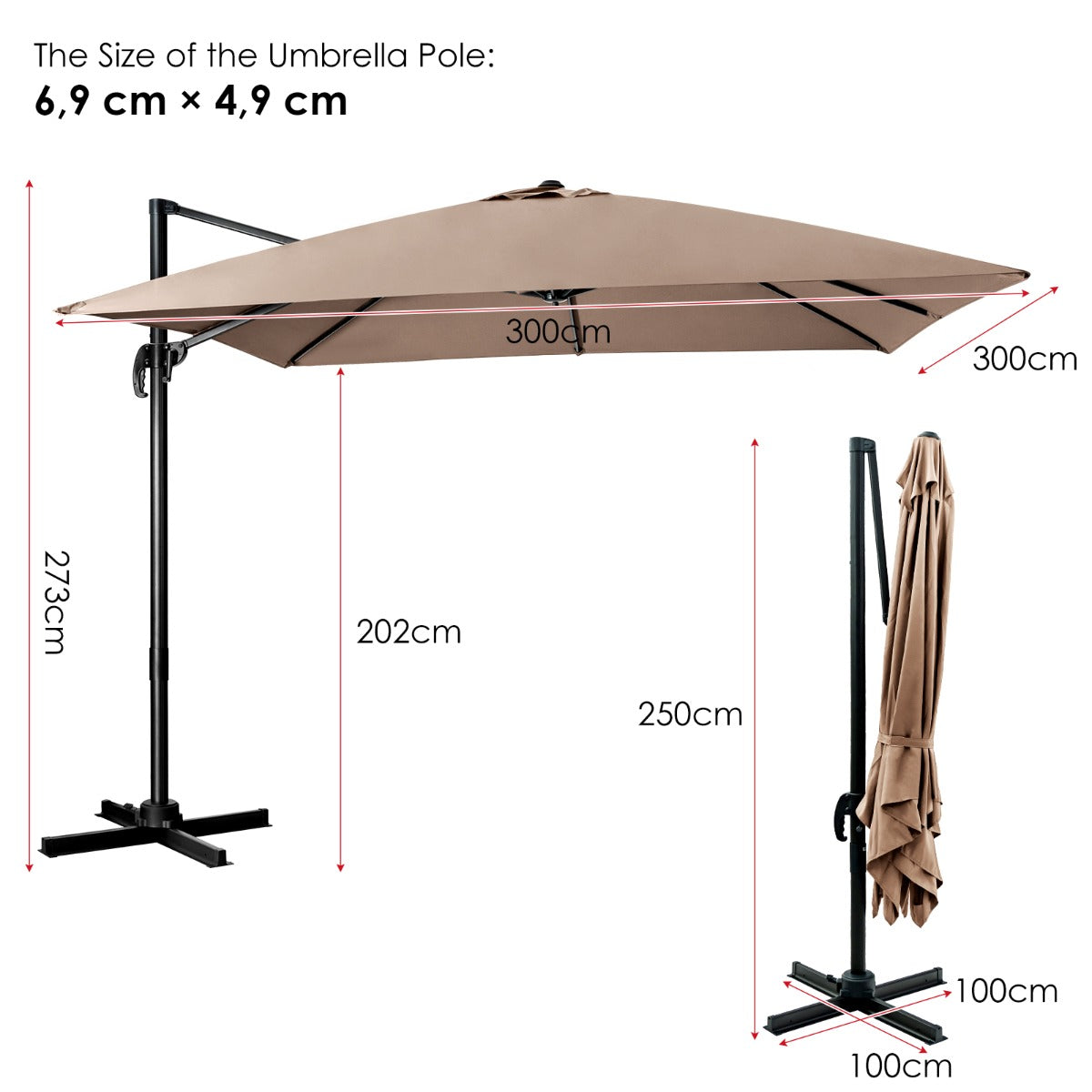 LIVSK Parasol en Parasolvoet - HDPE Materiaal - 4-delige Basisgewichten - Gemakkelijk te Vullen - Zwart