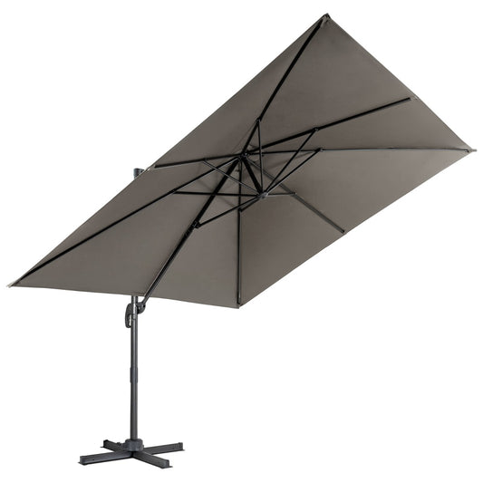 LIVSK Parasol en Voet Set - Weerbestendig HDPE - 4-delige Basisgewichten - 300 x 300 cm - Zwart/Bruin/Beige