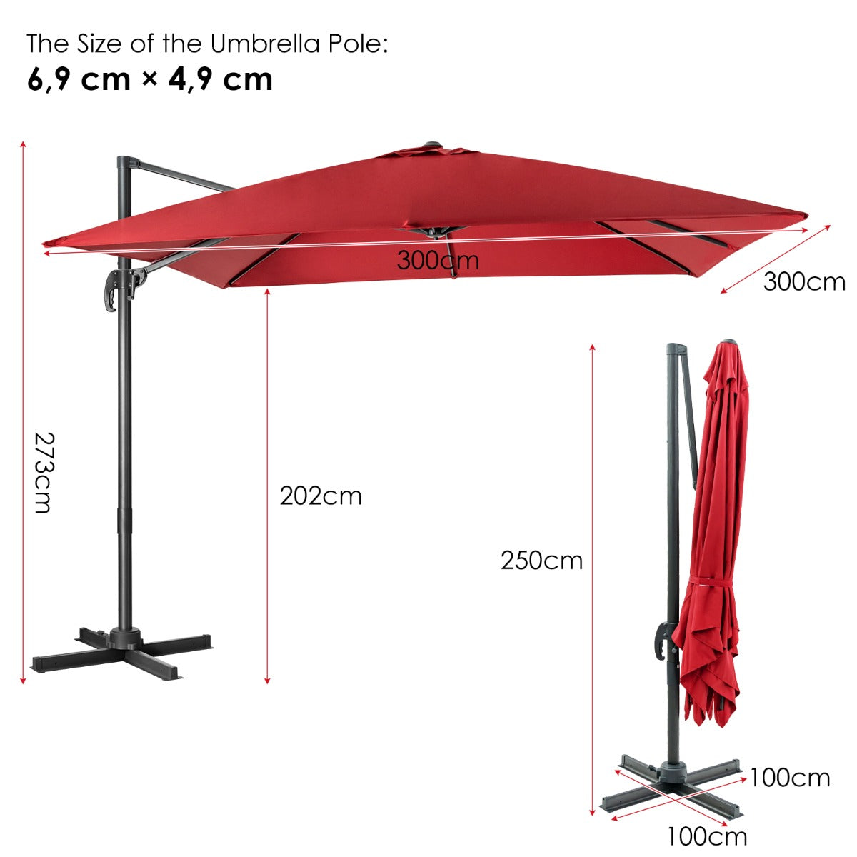 LIVSK Parasol en Voet Set - Weerbestendig HDPE - 4-delige Basisgewichten - Draagbaar en Lichtgewicht - Zwart