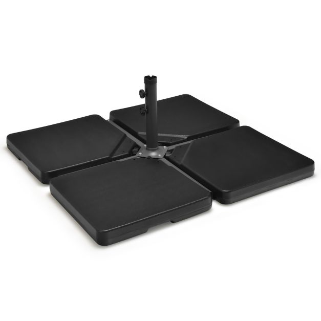 LIVSK Parasol en Voet Set - Weerbestendig HDPE - 4-delige Basisgewichten - Draagbaar en Lichtgewicht - Zwart