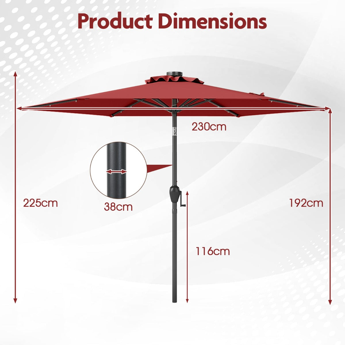 LIVSK Parasol - Geventileerd Polyester - Kantelmechanisme - Eenvoudig Op te Bergen - Totale Diameter 230 cm - Beige