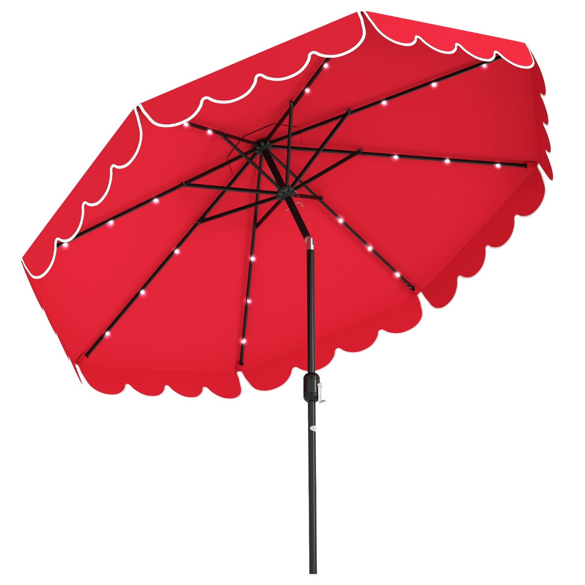LIVSK Parasol met LED-verlichting - 307 cm Diameter - Kantelbaar tot 35° - Polyester en Metaal - Beige/Grijs/Wijnrood/Bruin