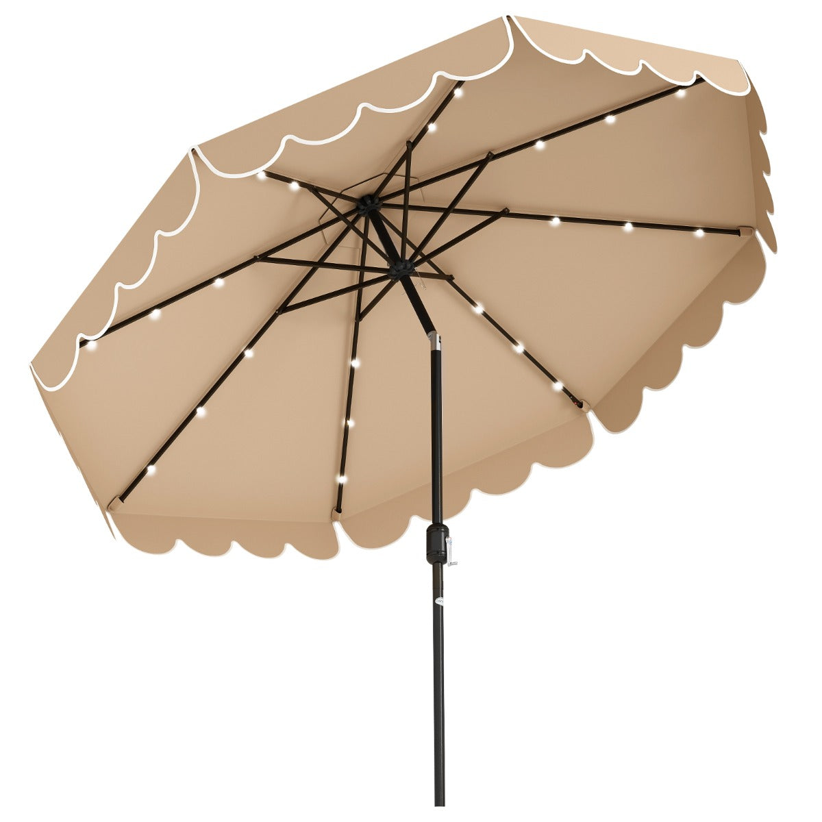 LIVSK Parasol met LED-verlichting - 307 x 253 cm - Kantelbaar tot 35° - Polyester en Metaal - Beige/Bruin