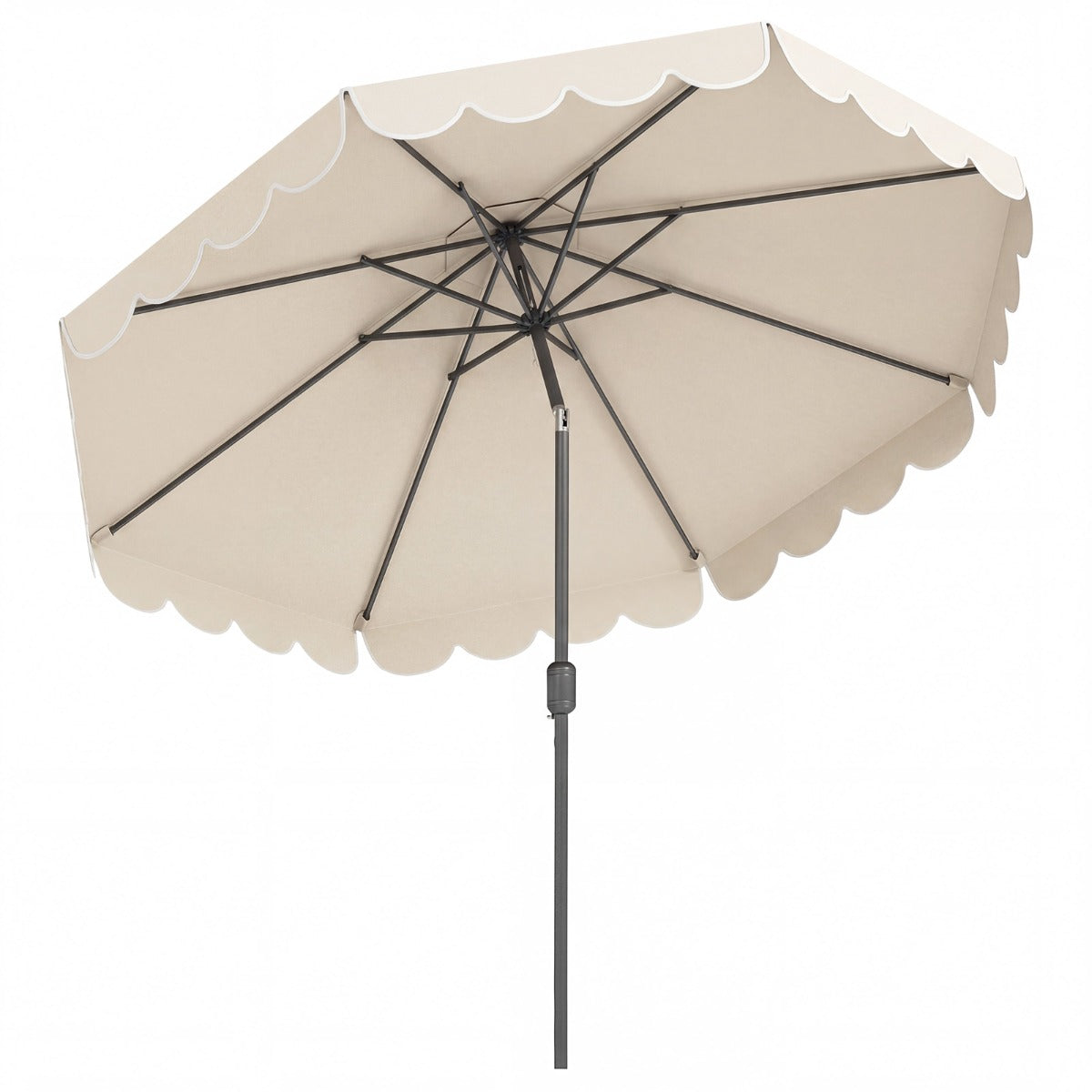 LIVSK Parasol met Ruches - 3 x 2,5 m - Kantelmechanisme 35° - Slingerhandgreep - Polyester - Beige