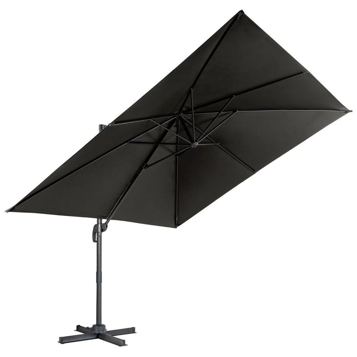 LIVSK Parasolset met Voet - Weerbestendig HDPE - 4-delige Basisgewichten - Flexibele Hellingshoek - Beige/Bruin/Zwart
