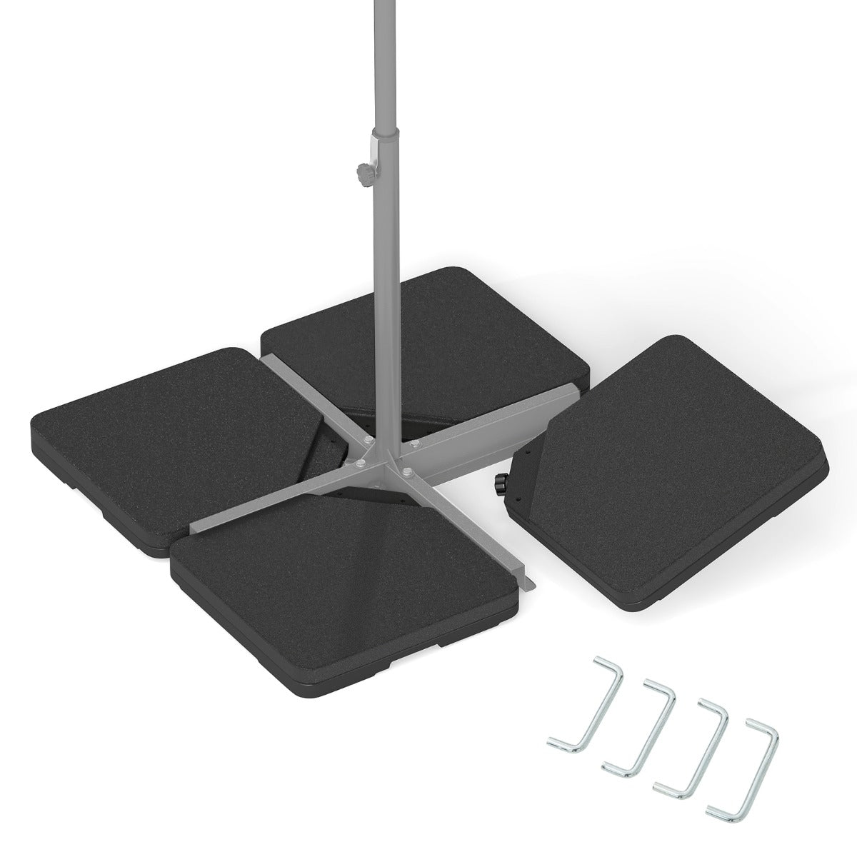 LIVSK Parasolvoet - 4-delige Set - Vulbaar tot 84 kg - Duurzaam HDPE - Voor Terrasparasols tot 300 cm - Zwart