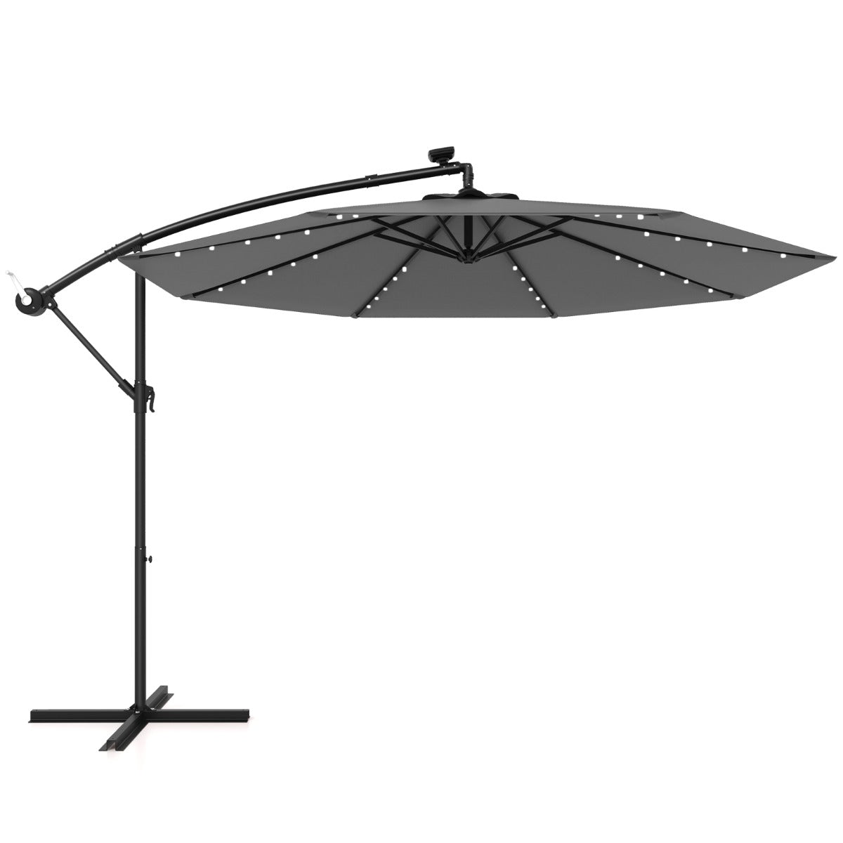 LIVSK Parasolvoet en Parasol Set - HDPE Materiaal - 4-Delige Basisgewichten - Zonne-energie Verlichting - Zwart/Turkoois