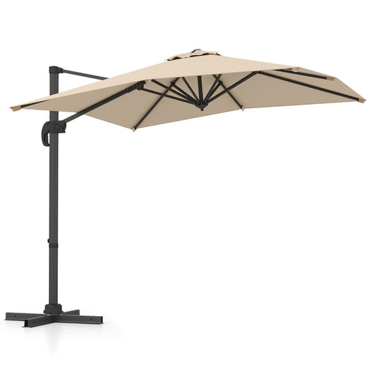 LIVSK Parasolvoet en Parasol Set - Weerbestendig HDPE - 5 Instelbare Hoeken - X-vormige Voet - Zwart/Bruin/Grijs/Beige