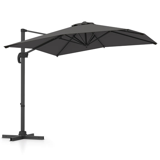 LIVSK Parasolvoet en Terrasparasol - HDPE Materiaal - 4-delige Basisgewichten - Eenvoudig te Vullen - Bruin / Grijs / Beige