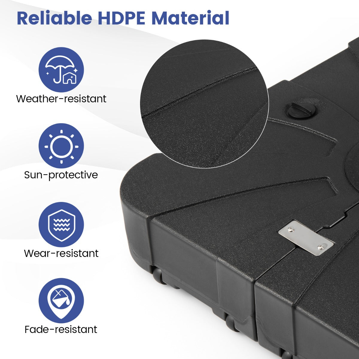 LIVSK Parasolvoet met Wielen - HDPE Materiaal - Tot 170 kg Capaciteit - Eenvoudig Vullen en Legen - Zwart