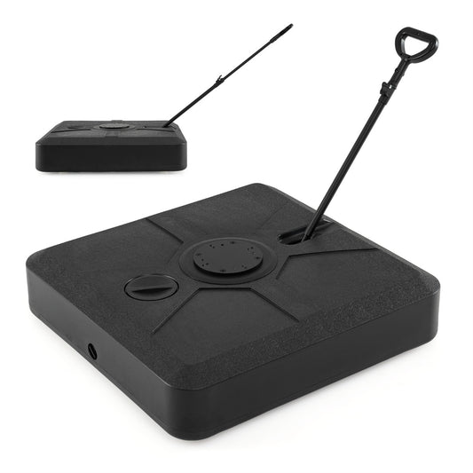 LIVSK Parasolvoet met Wieltjes - Vulbaar met Water of Zand - HDPE Materiaal - Verstelbare Trekstang - Zwart
