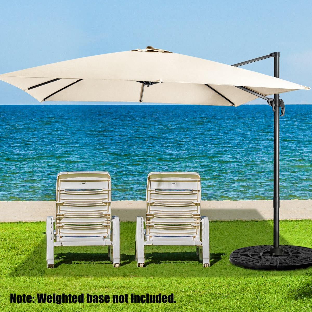 LIVSK Patio Parasol - 100% Polyester - 360° Rotatie - Kantelverstelling - Groot Schaduwoppervlak 300x300 cm - Beige