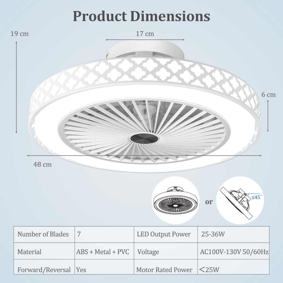 LIVSK Plafondventilator met Verlichting - 6 Snelheden - Omkeerbaar - Afstandsbediening - Tot 20 m² - Wit