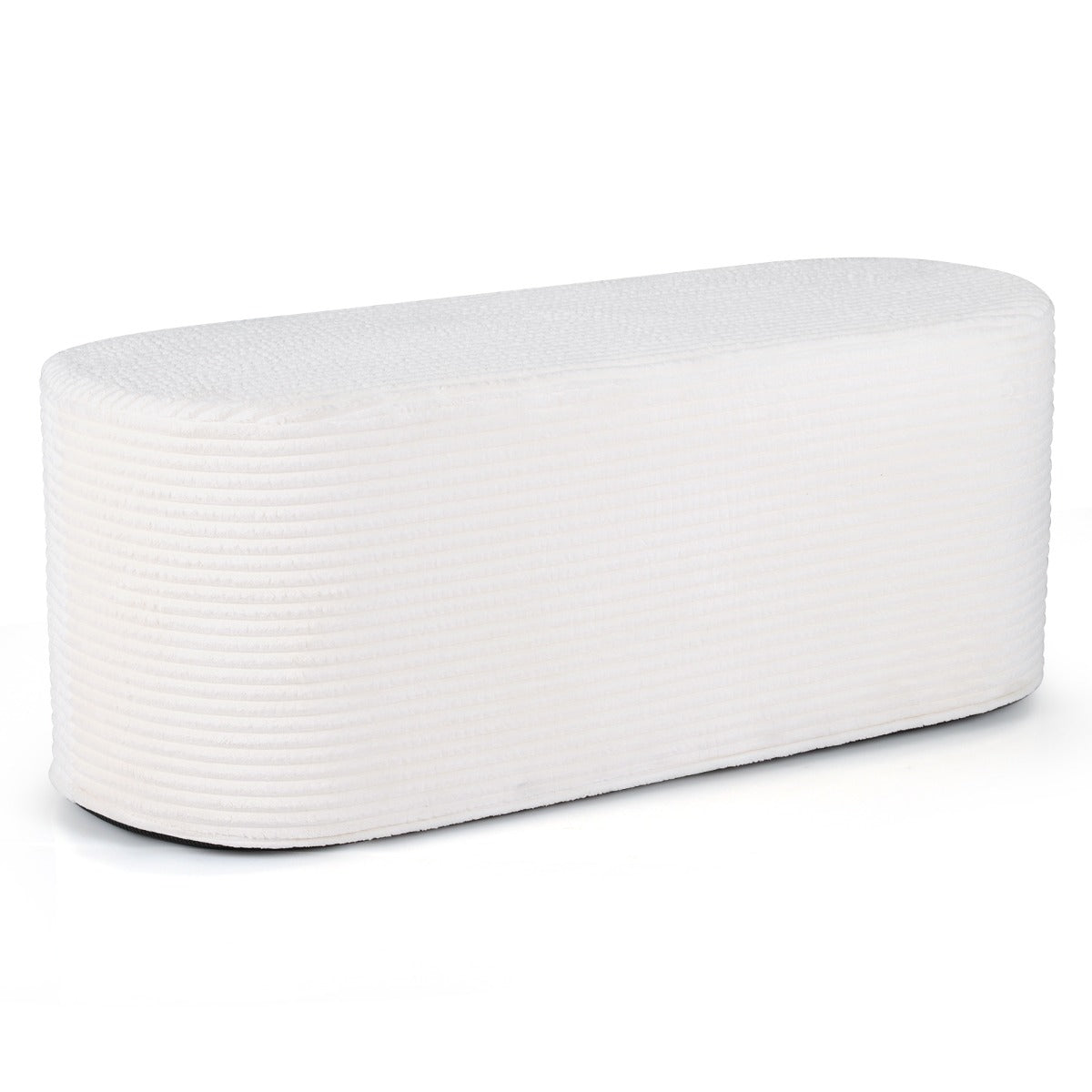 LIVSK Poef - Ovaal Ontwerp - Corduroy Bekleding - Afneembare Hoes - Tot 79 kg - Beige