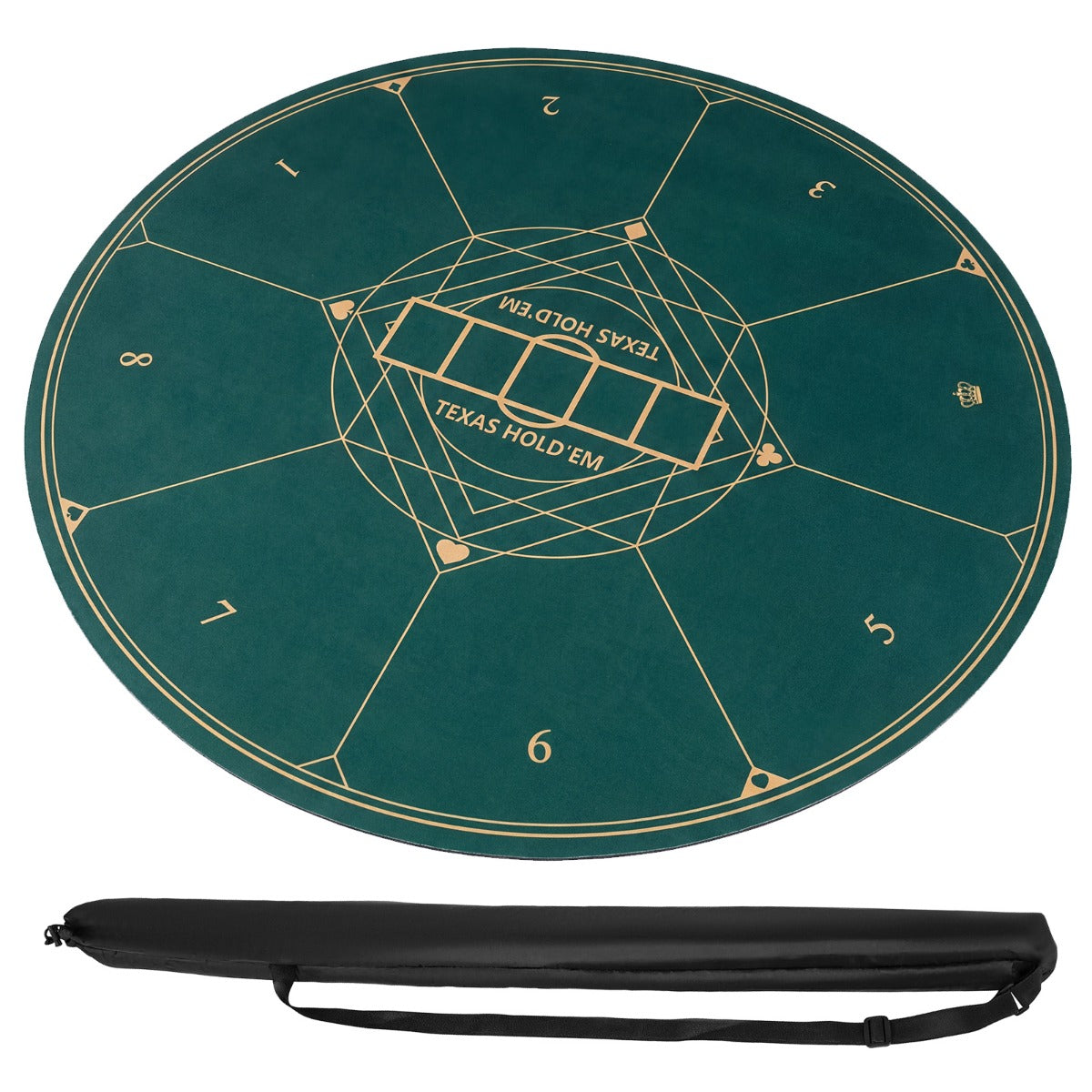 LIVSK Pokermat voor 8 Personen - Antislip Rubber Onderkant - Opvouwbaar & Draagbaar - Hoge Dichtheid Stof - Groen
