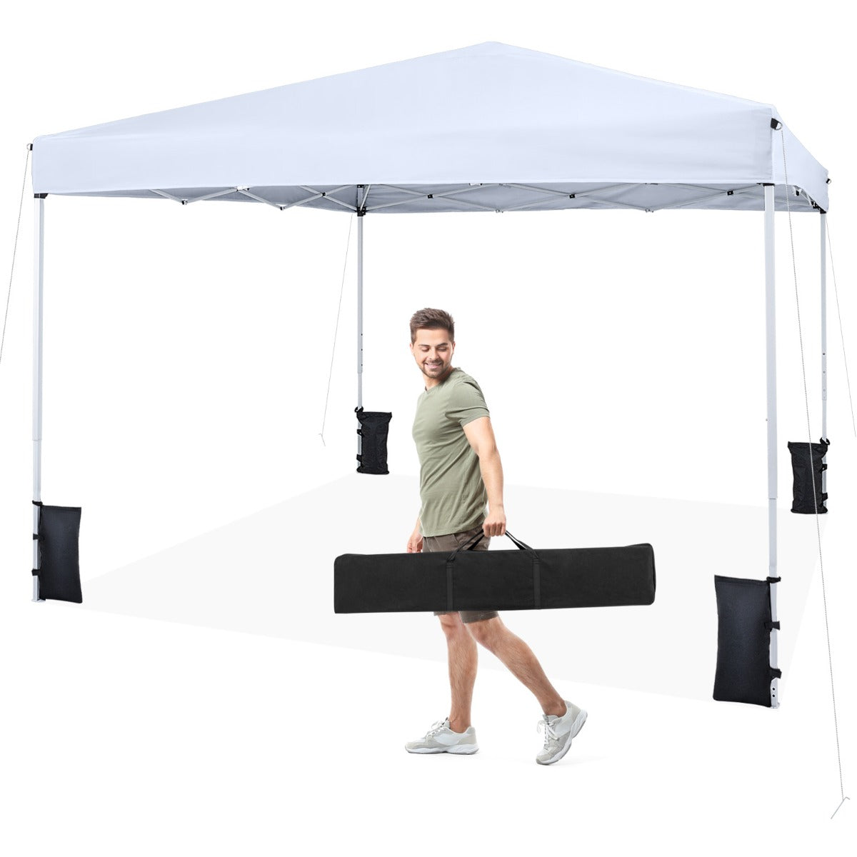 LIVSK Pop-up Partytent - Snelle Opbouw - Verstelbare Hoogte - Waterafstotend - Stabiel Koolstofstaal - Grijs/Zwart/Wit