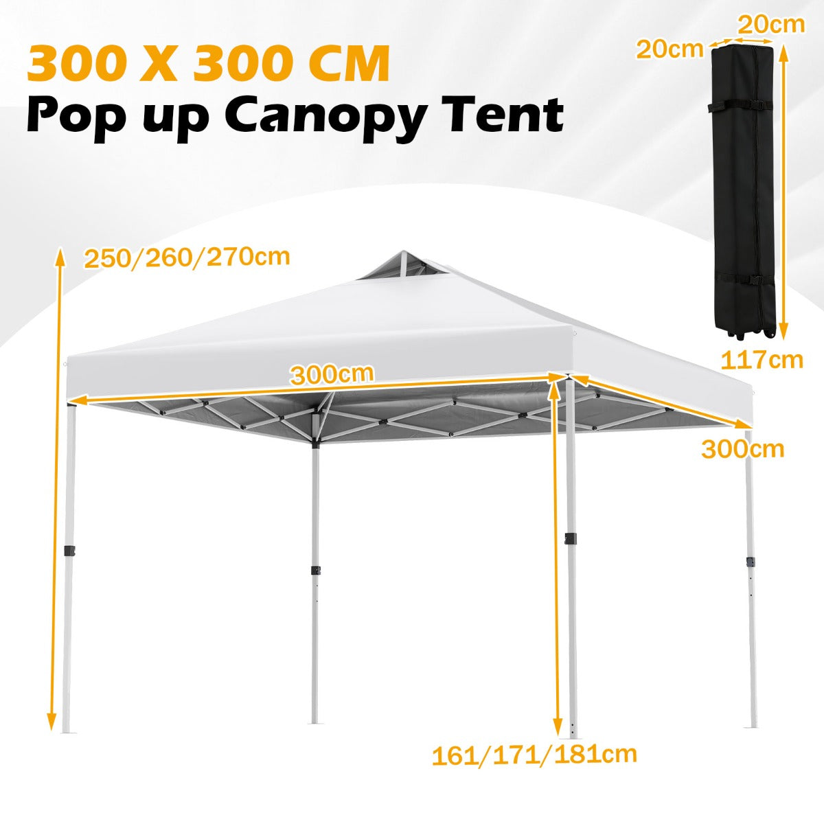 LIVSK Pop-up Paviljoentent - Eenvoudig Opzetten met Eén Hand - 9 m² voor 10-12 Personen - Verstelbare Hoogtes -