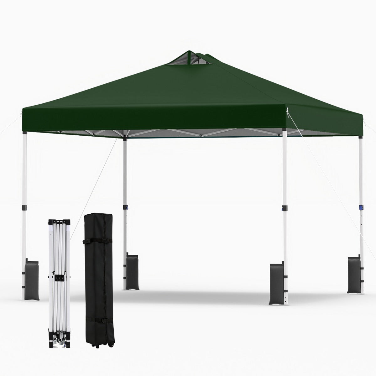 LIVSK Pop-up Paviljoentent - Eenvoudige Montage - Oxford Stof met Zilveren Coating - Voor 10-12 Personen - Groen