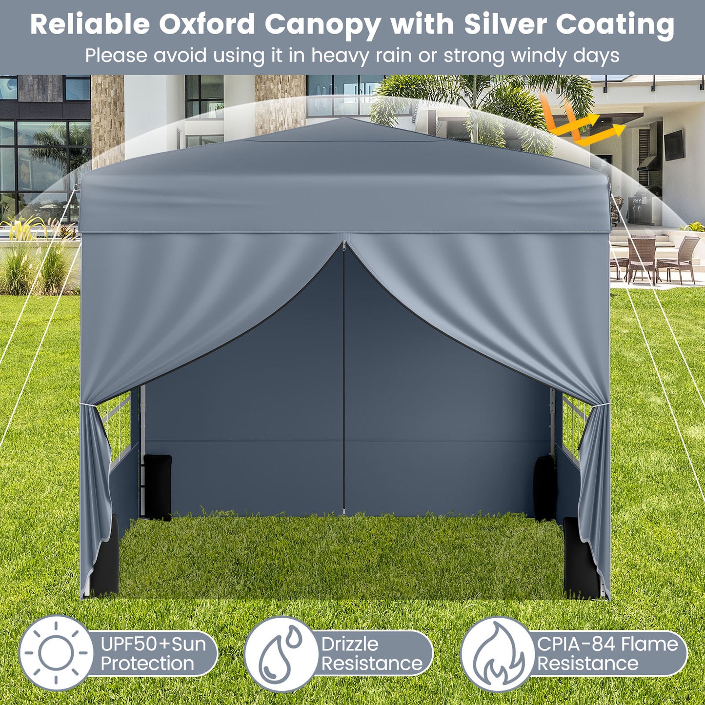 LIVSK Pop-up Tent - Snelle Opbouw - Duurzaam Oxford-Stof - Verstelbare Hoogte - Inclusief Draagtas - Zwart/Grijs/Wit