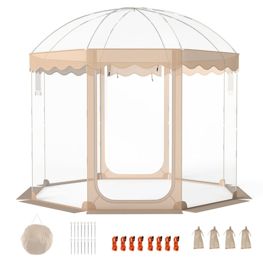 LIVSK Pop-up Tent voor 8-10 Personen - Transparante Wanden - Snelle Opbouw - Weerbestendig - 305 x 305 x 210 cm - Transparant
