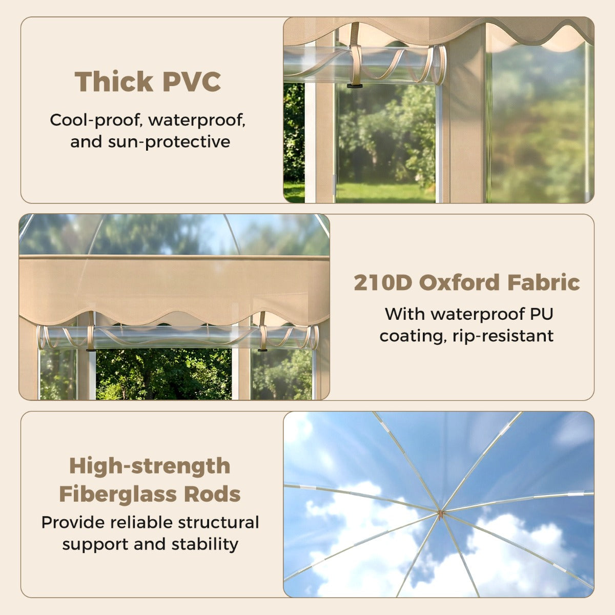 LIVSK Pop-up Tent voor 8-10 Personen - Transparante Wanden - Snelle Opbouw - Weerbestendig - 305 x 305 x 210 cm - Transparant
