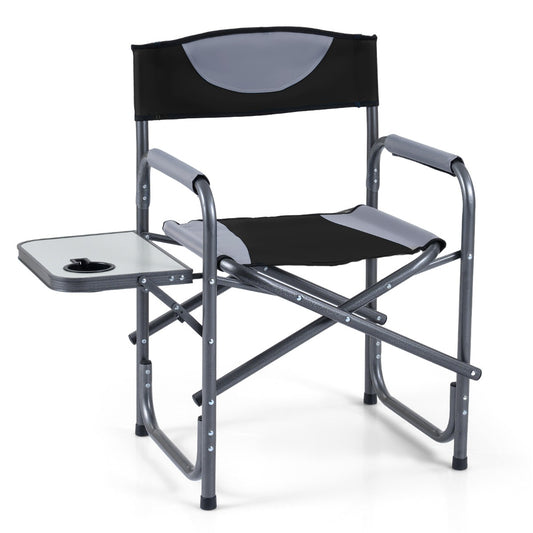 LIVSK Regisseursstoel - Opvouwbaar met Bijzettafel - Ademend Oxford-weefsel - Robuust X-vormig Frame - Draagvermogen 180 kg -