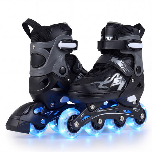 LIVSK Rolschaatsen voor Kinderen - 4-Voudig Verstelbaar - Ademend Materiaal - Veiligheidsvoorzieningen - Grijs/Roze