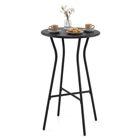 LIVSK Ronde Tuintafel - Stevig Metaal - Draagvermogen 50 kg - Modern Ontwerp - Voor Binnen en Buiten - Zwart