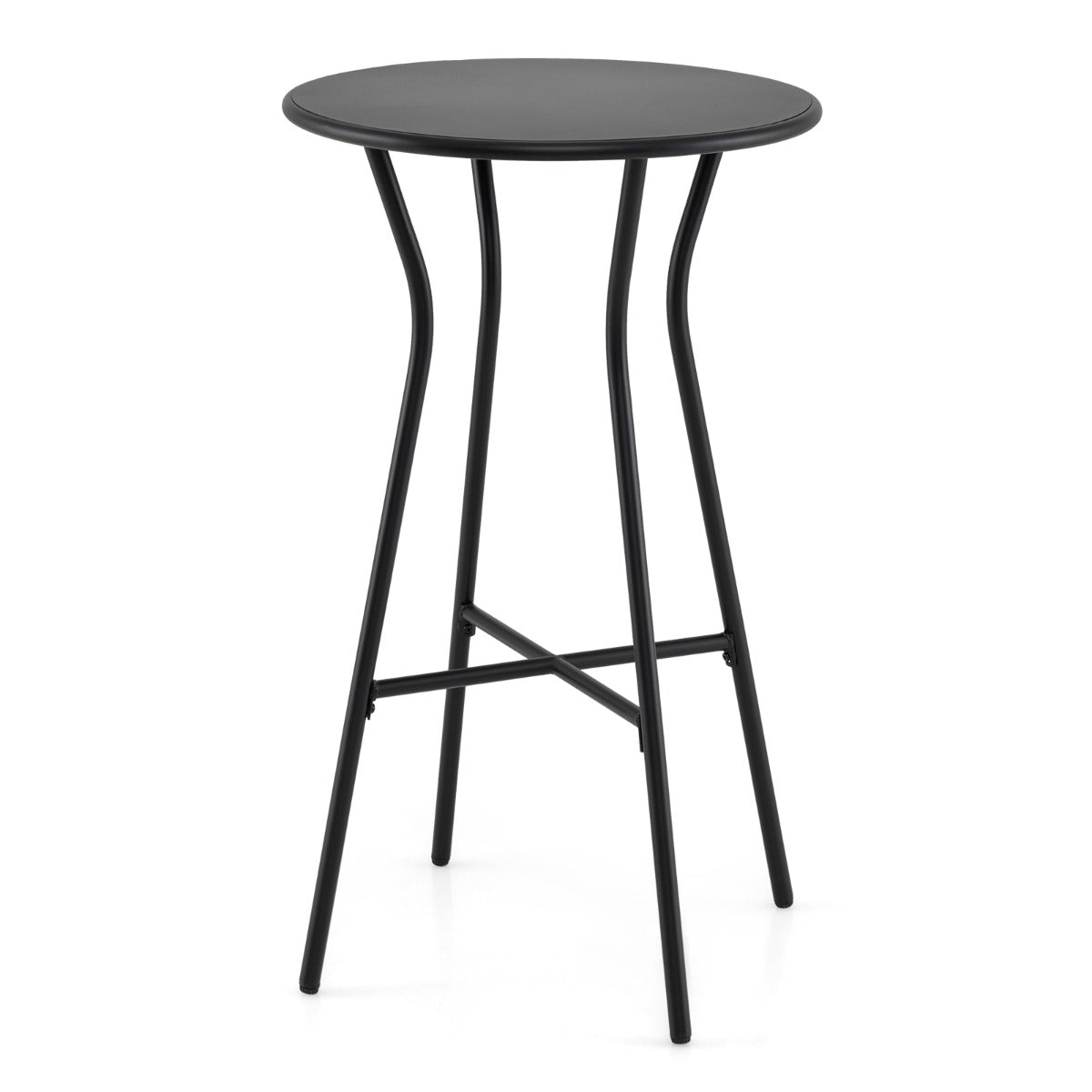 LIVSK Ronde Tuintafel - Stevig Metalen Frame - Tot 50 kg Draagvermogen - Eenvoudige Montage - 55,5 cm - Zwart