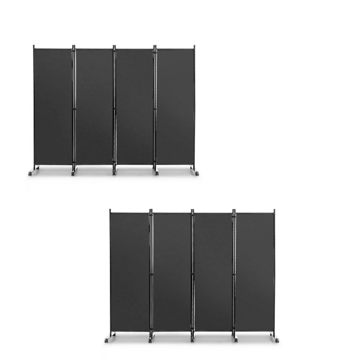 LIVSK Ruimteverdeler op Wieltjes - 4 Panelen - Verstelbare Universele Wielen - Duurzaam Vezelweefsel - Grijs