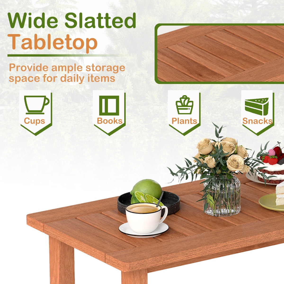 LIVSK Salontafel - Massief Hout - Ruim Tafelblad 90x45 cm - Robuuste Constructie - Voor Binnen en Buiten - Natuurlijke Kleuren