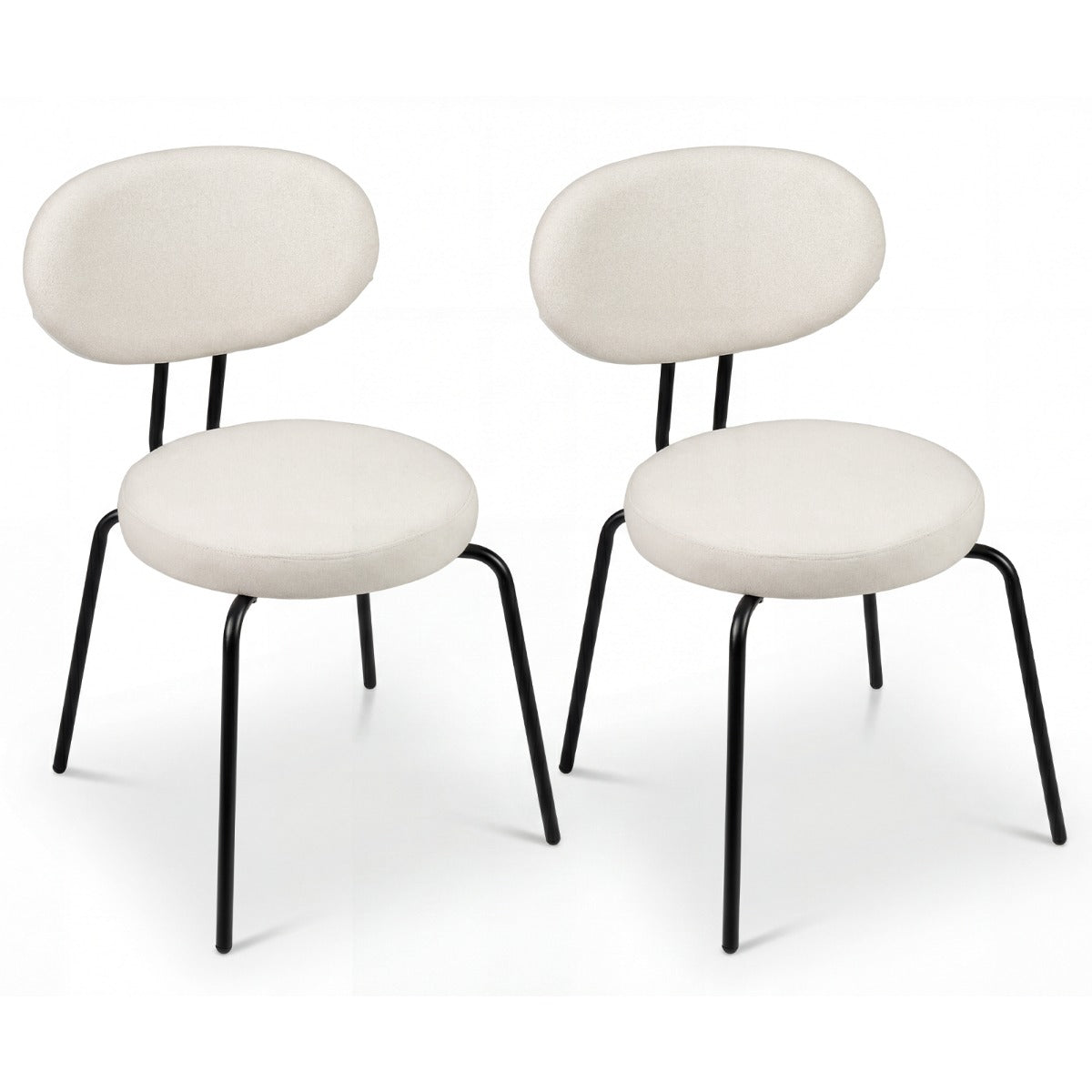 LIVSK Set van 2 Eetkamerstoelen - Zachte Stof - Stabiele Metalen Poten - Eenvoudige Montage - Draagvermogen 150 kg - Wit