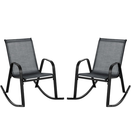 LIVSK Set van 2 Schommelstoelen - Ergonomisch Ontwerp - Robuust Metaal - Ademend Stof - 91 x 62 x 86 cm - Zwart