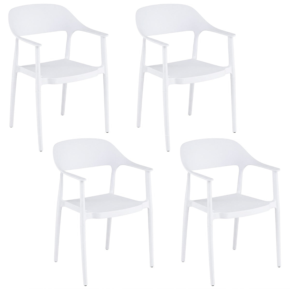 LIVSK Set van 4 Eetkamerstoelen - Ergonomisch Comfort - Stapelbaar Design - Onderhoudsvriendelijk PP - Zwart/Wit
