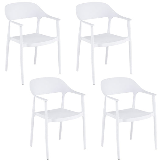 LIVSK Set van 4 Eetkamerstoelen - Ergonomisch Comfort - Stapelbaar Design - Onderhoudsvriendelijk PP - Zwart/Wit