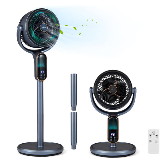 LIVSK Staande Ventilator - 8 Windkrachtstanden - Hoogte Verstelbaar - Eenvoudige Bediening - Grijs/Wit