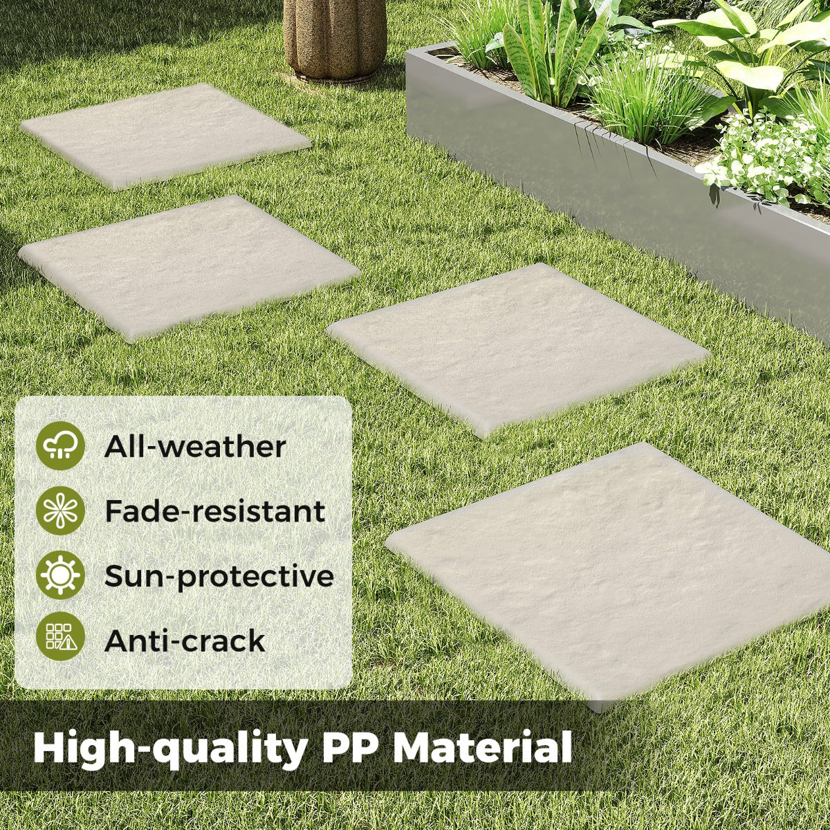 LIVSK Stapstenen voor Tuin - Weerbestendig PP-Materiaal - Slipvrij en Lichtgewicht - 39,5 x 39,5 cm - Grijs en Beige