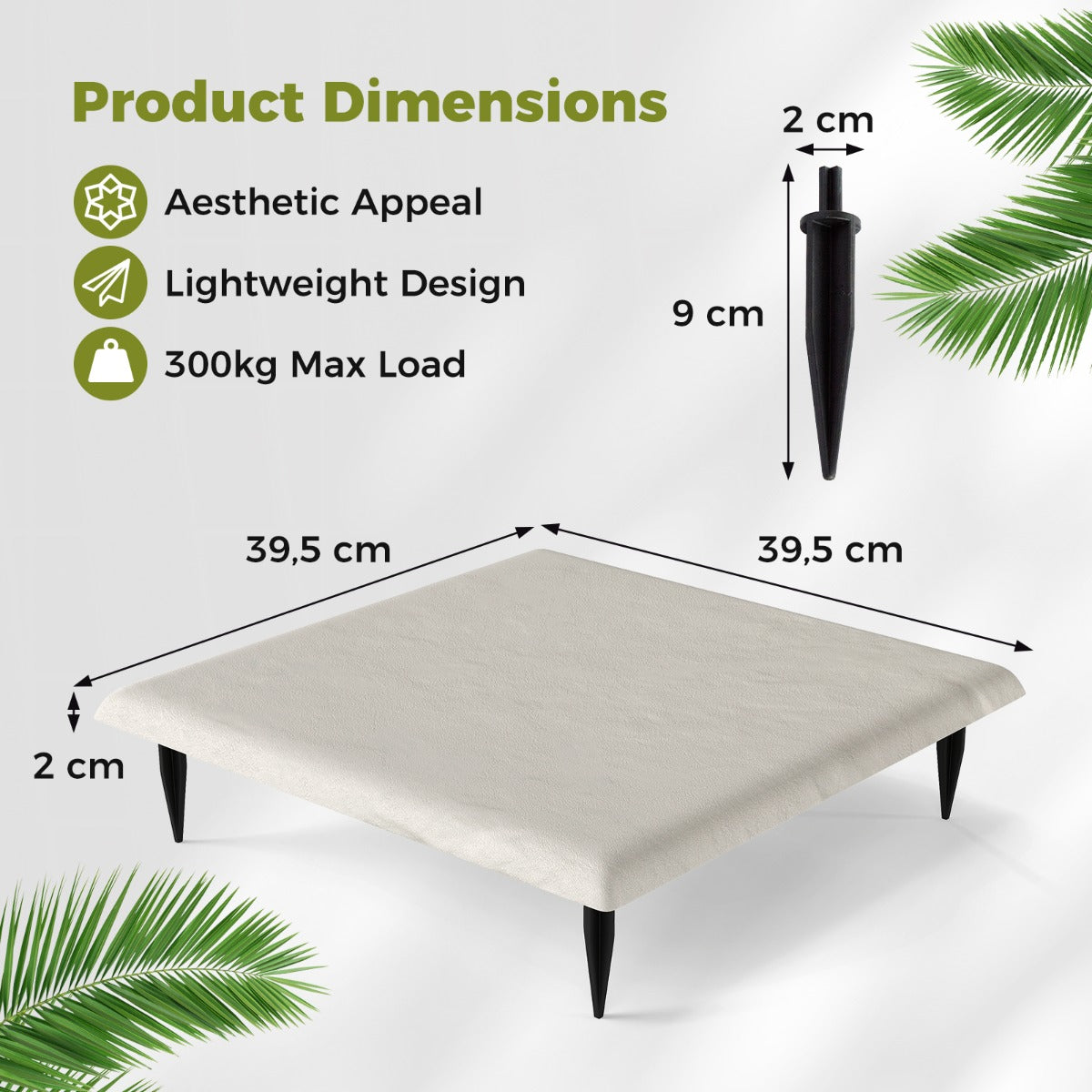 LIVSK Stapstenen voor Tuin - Weerbestendig PP-Materiaal - Slipvrij en Lichtgewicht - 39,5 x 39,5 cm - Wit