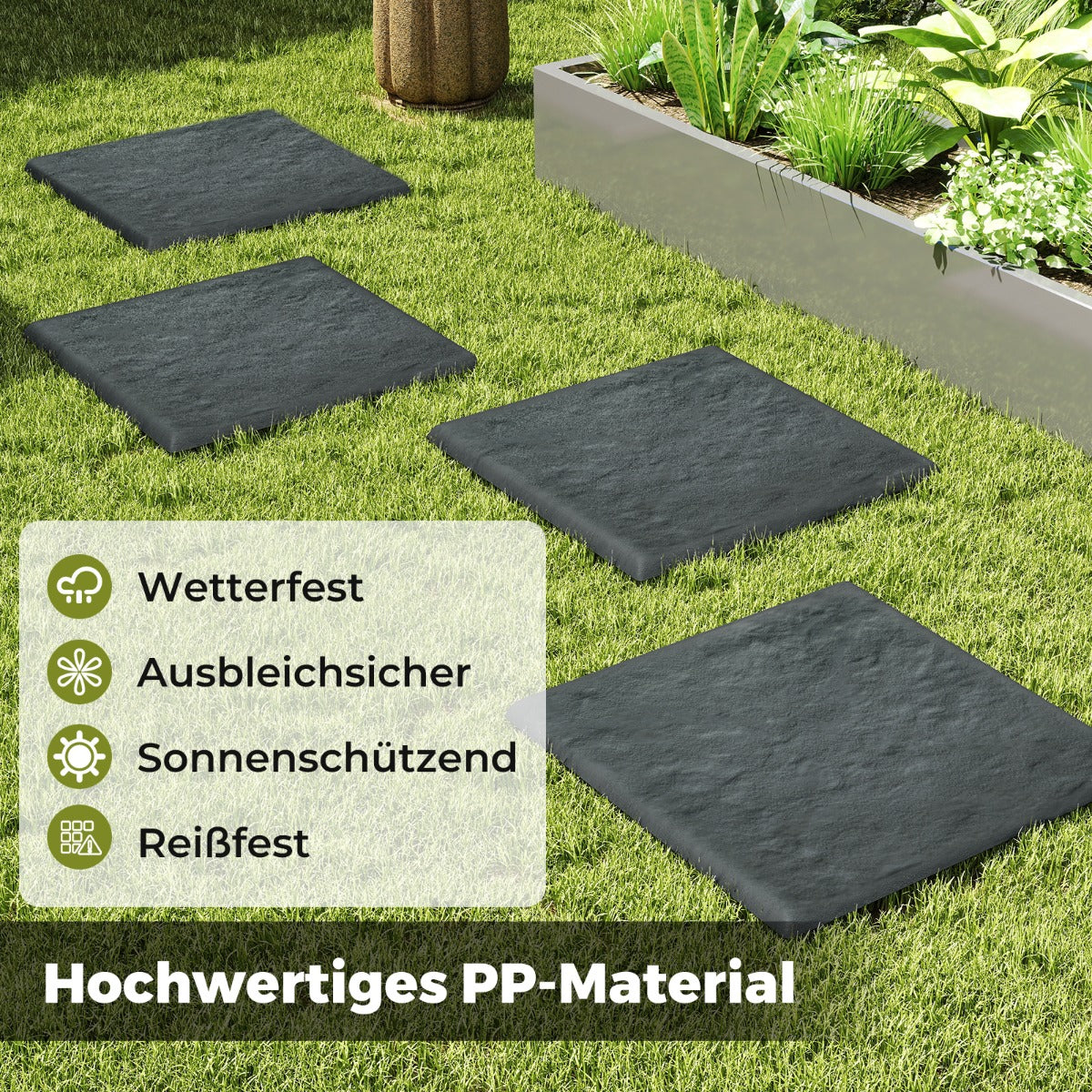 LIVSK Stapstenen voor Tuin - Weerbestendig PP - Slipvrije Loopoppervlakken - Eenvoudige Installatie - Grijs