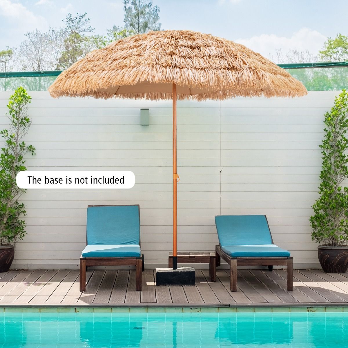 LIVSK Strandstoel en Parasol Set - Verstelbare Rugleuning - Opvouwbaar en Draagbaar - Robuuste Materialen - Blauw/Natuur