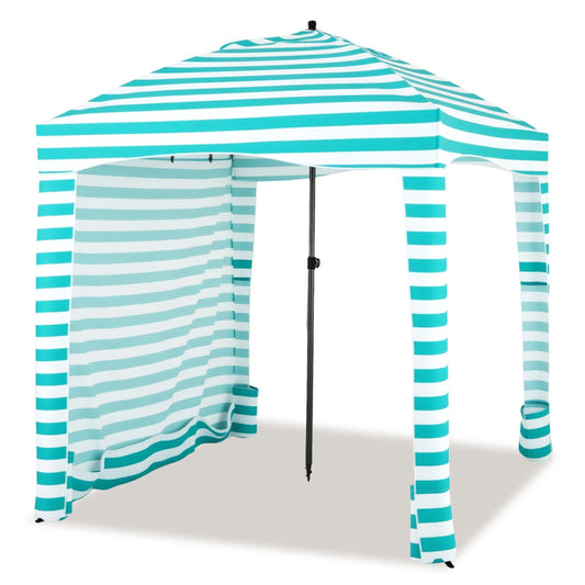 LIVSK Strandtent - 3,5 m² Schaduw - UPF50+ Polyester - Verstelbare Hoogte - Inclusief Draagtas - Groen en Wit