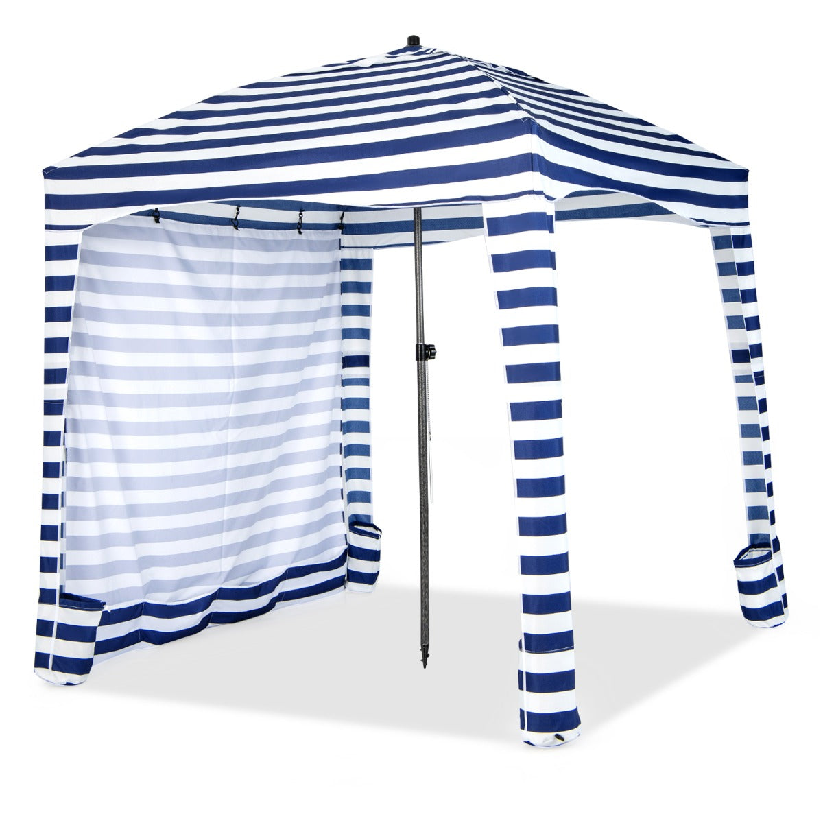 LIVSK Strandtent met Afneembare Zijwand - 3,5 m² Schaduw - Verstelbare Hoogte - 8 Zandzakken - Lichtgewicht Blauw