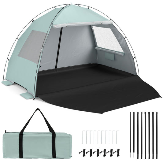 LIVSK Strandtent - Ruimte voor 5-6 Personen - UV-Bescherming - Uitstekende Ventilatie - Inclusief Draagtas - Blauw/Groen