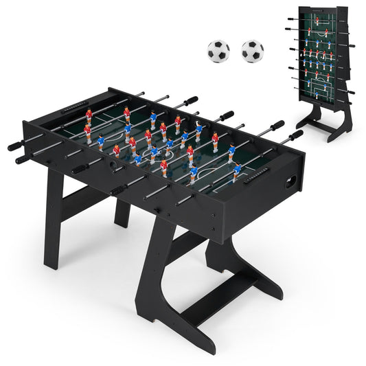 LIVSK Tafelvoetbaltafel - Stevig MDF-frame - Opvouwbaar - Ergonomische Handgrepen - Geschikt voor 2 tot 4 Spelers - Zwart/Naturel