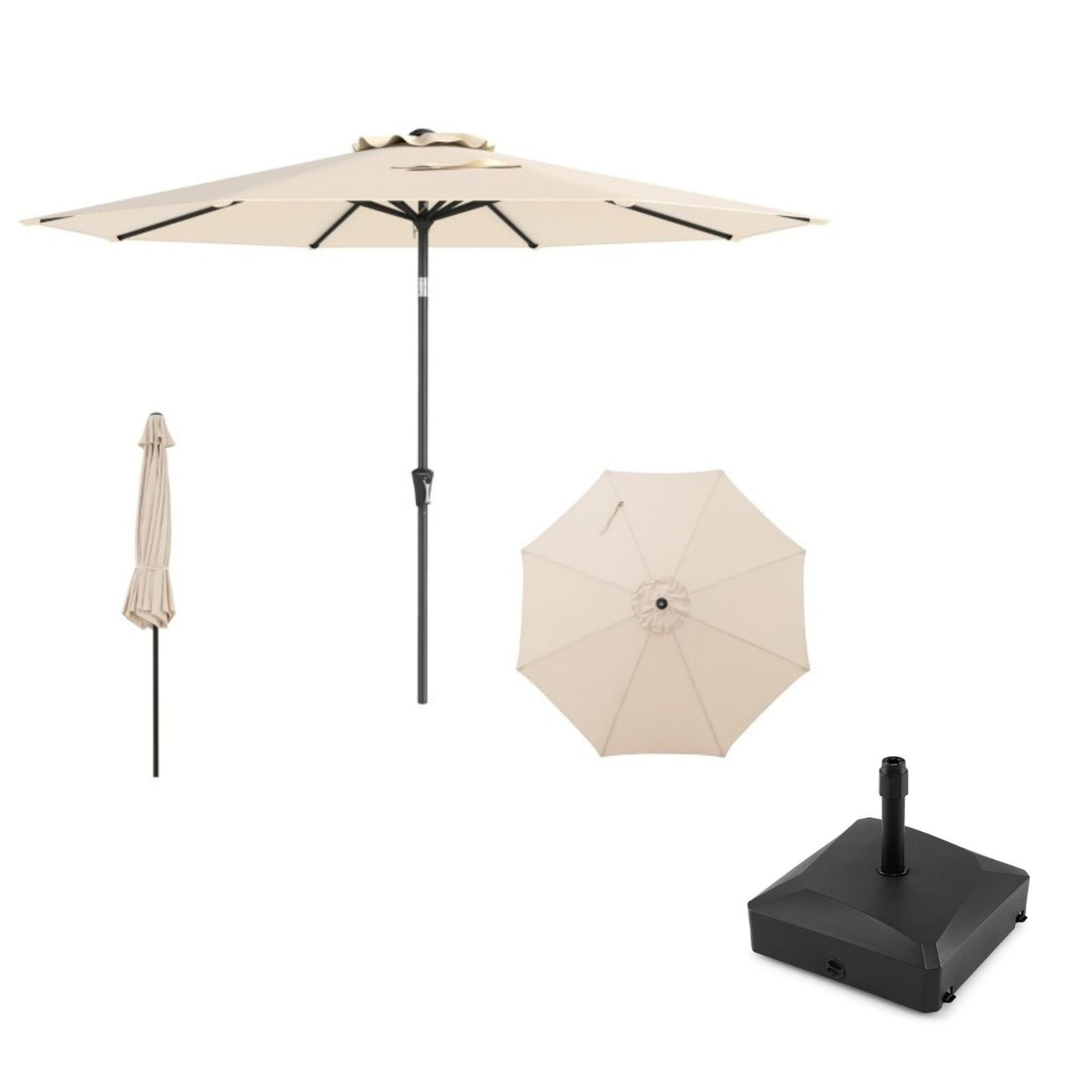LIVSK Terrasparasol 303 cm - Hoogwaardig Polyester - Kantelmechanisme - Robuust Frame - Beige