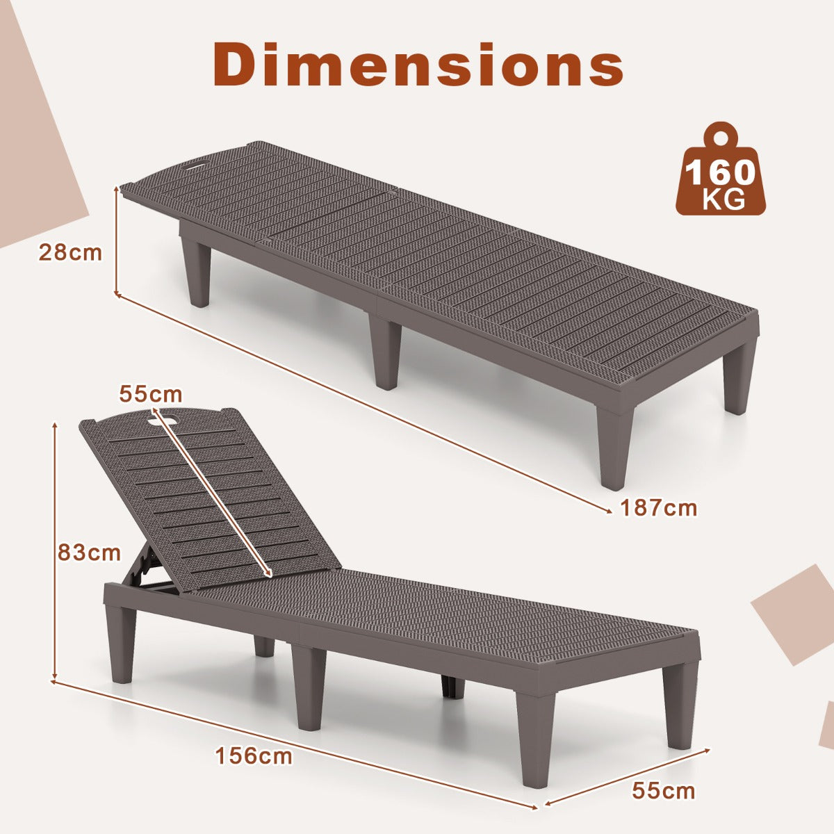 LIVSK Terrasparasol en Ligstoelen Set - Hoogwaardig Polyester - Verstelbare Rugleuning - Eenvoudige Montage -