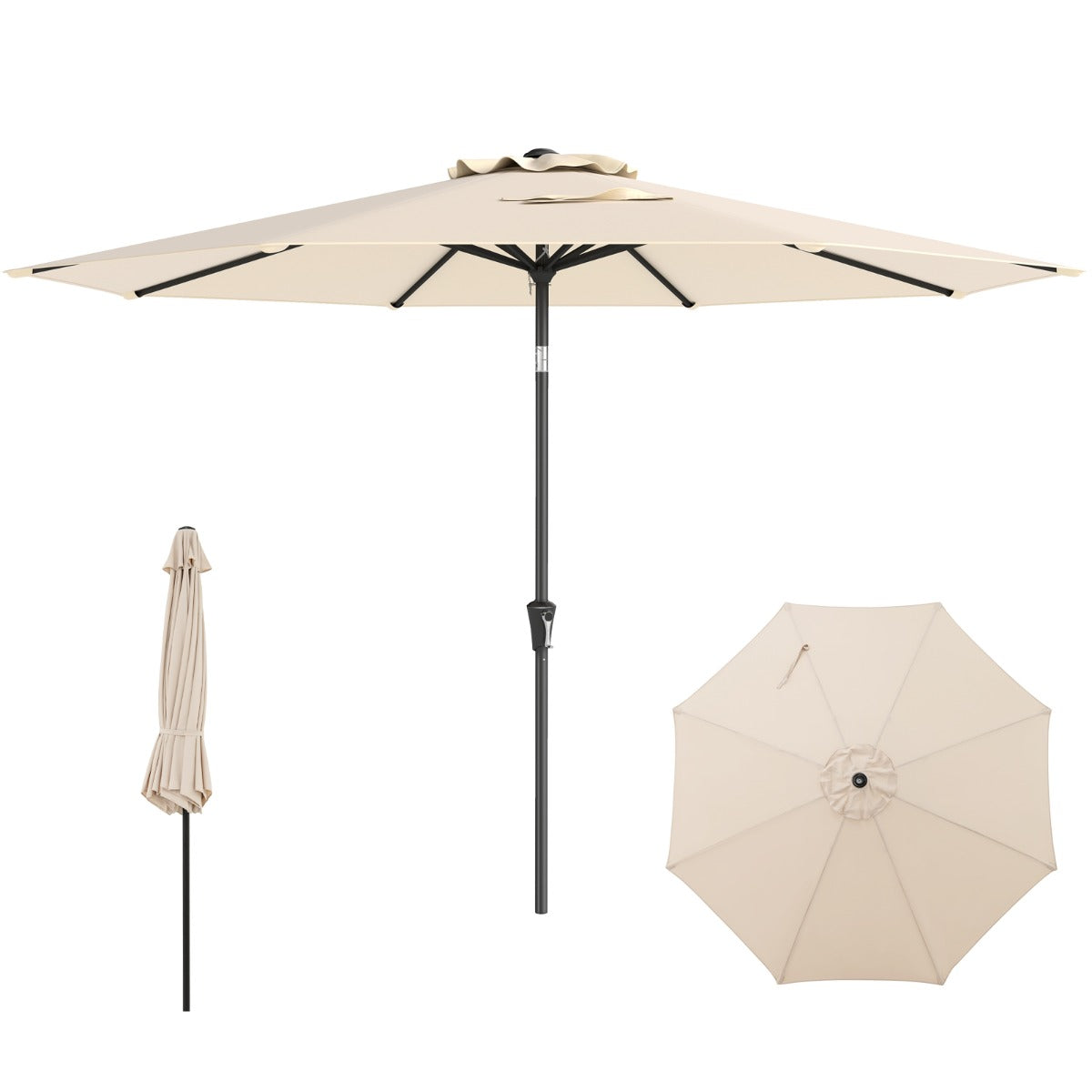 LIVSK Terrasparasol - Kantelbaar - Hoogwaardig Polyester - Stabiele Baleinen - Eenvoudig te Openen - 303 x 253 cm - Beige