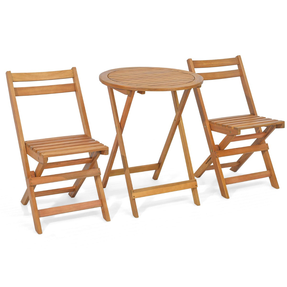 LIVSK Terrasset - Premium Acaciahout - Opvouwbaar Ontwerp - Comfortabele Stoelen - Natuurlijk